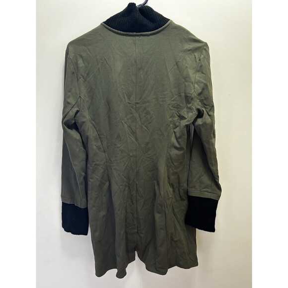 VENUS Knit Asymmetrical Button Olive Jacket Coat Sweater Trim Sz 8 Steampunk EUC - Picture 3 of 5